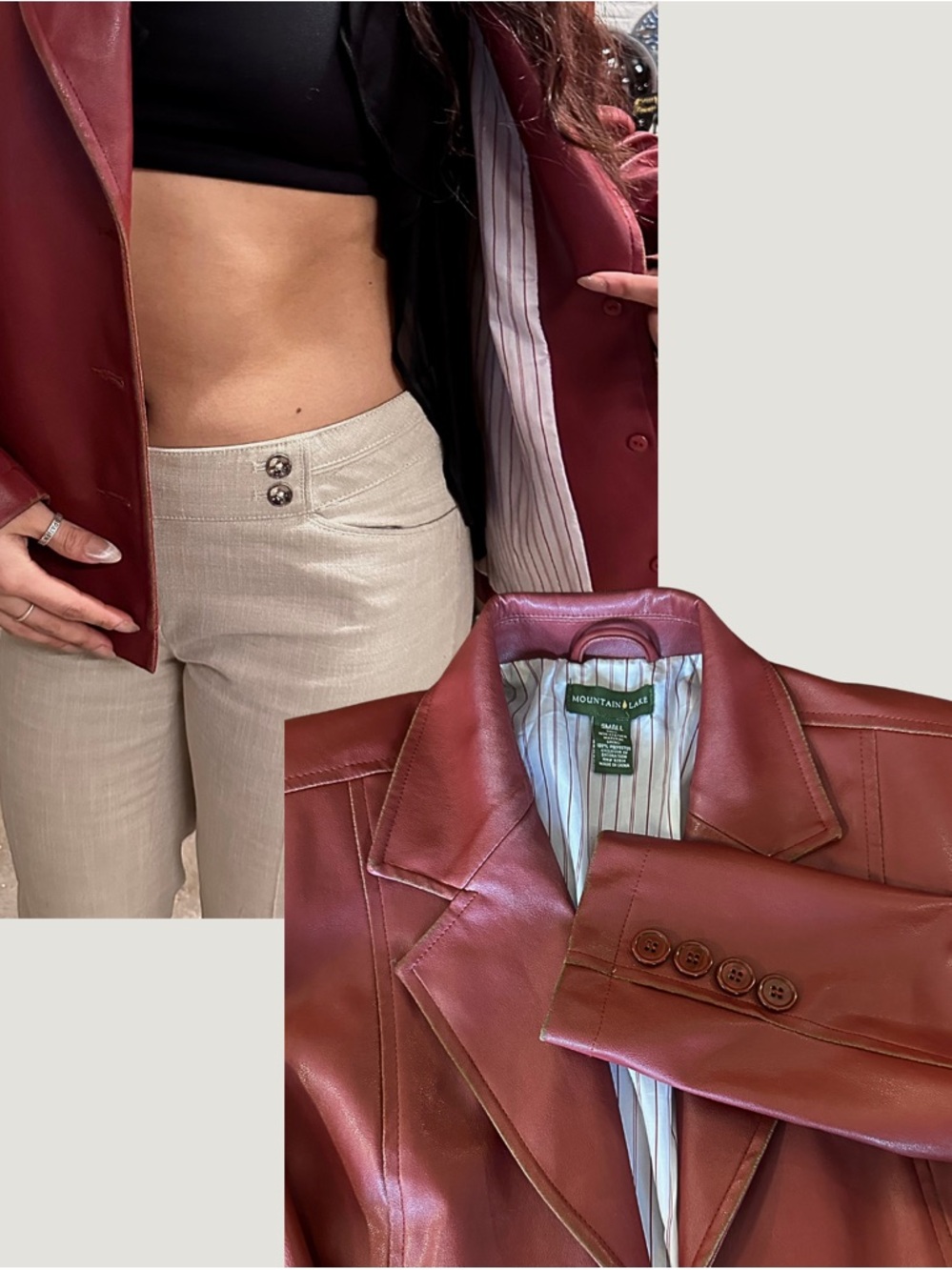 Mountain Lake Wine-Red Leather Blazer